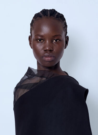 LN-CC® - Sportmax: Sheer Overlay Dress - Black Sportmax Sheer Overlay Dress Black spx0266204