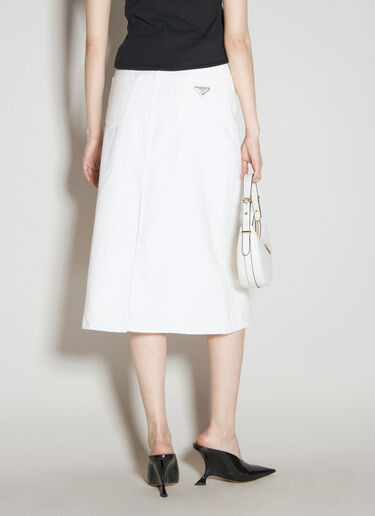 Prada Denim Midi Skirt White pra0256016