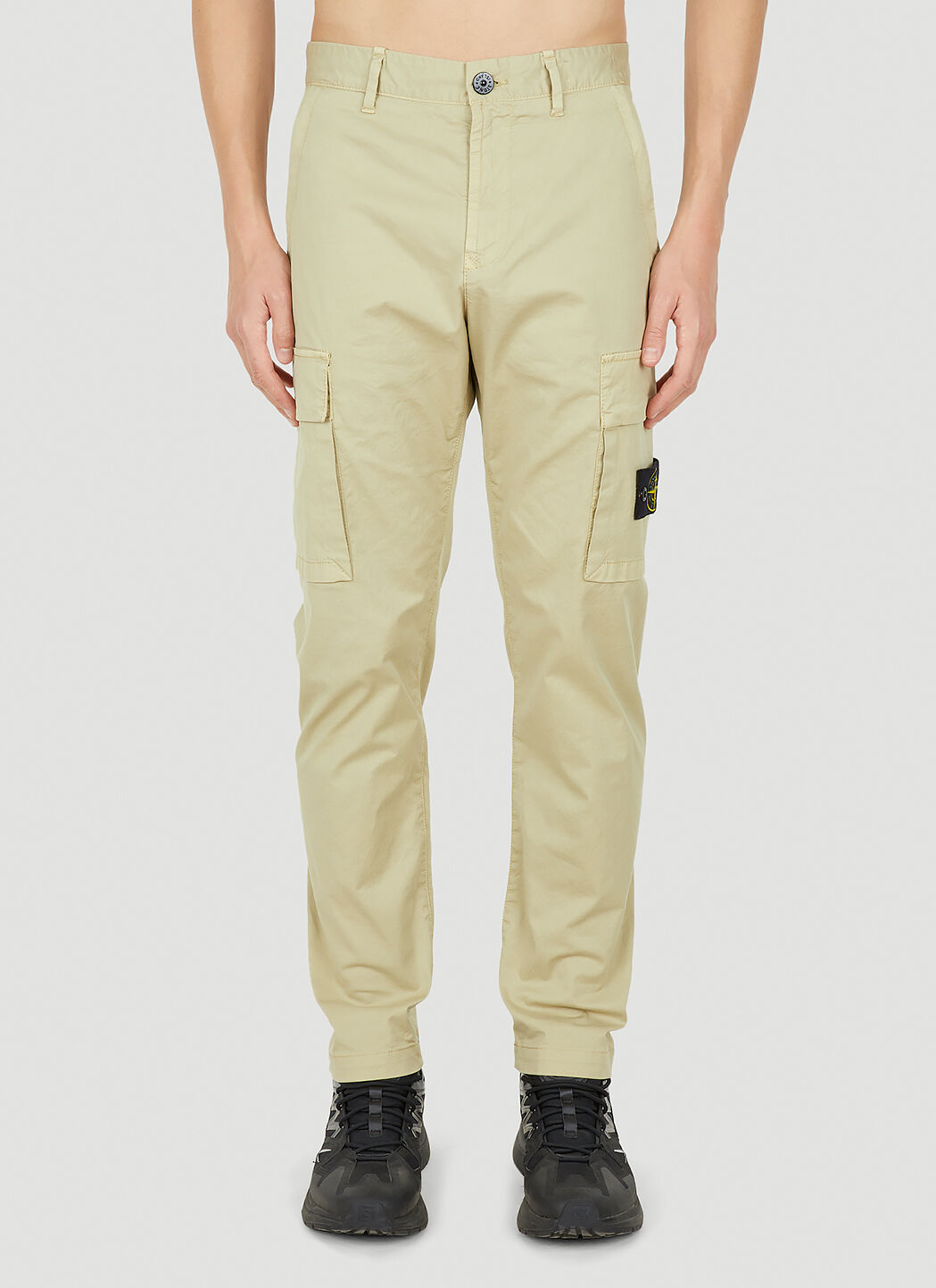 Stone Island Logo Patch Cargo Pants in Beige LN CC
