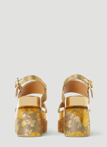 Dries Van Noten Floral Jacquard Platform Sandals Gold dvn0253009