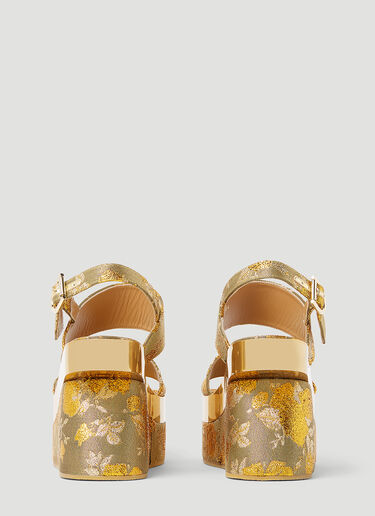 Dries Van Noten 플로럴 자카드 플랫폼 샌들 골드 dvn0253009