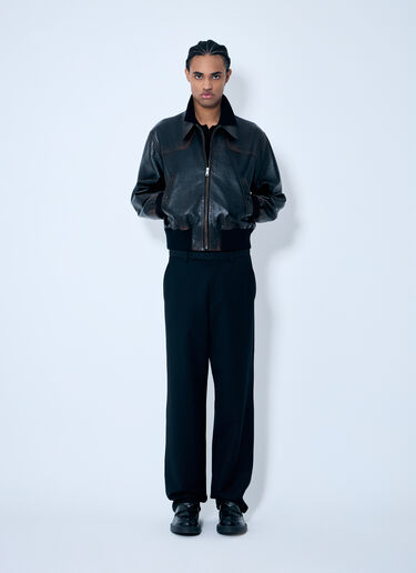 Prada Leather Bomber Jacket Black pra0160001