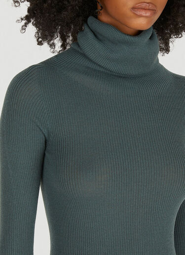 Rick Owens Ribbed Roll Neck Sweater Green ric0249020