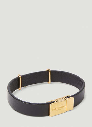 Saint Laurent Cassandre Leather Bracelet Black sla0351003