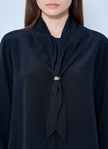 LN-CC® - Max Mara: Silk Tie-Neck Blouse - Black Max Mara Silk Tie-Neck Blouse Black max0265023