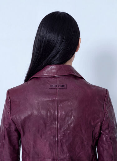 LN-CC® - Miu Miu: Textured Leather Coat - Burgundy Miu Miu Textured Leather Coat Burgundy miu0266119