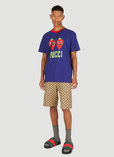 Gucci ストロベリープリントハリウッドTシャツ ブルー guc0150123