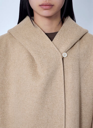 LN-CC® - Max Mara: Hooded Camel and Mohair Coat - Beige Max Mara Hooded Camel and Mohair Coat Beige max0266214