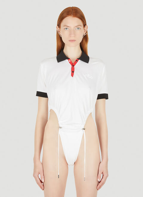 Y/Project x FILA Ruched Polo Collar Bodysuit White ypf0247001