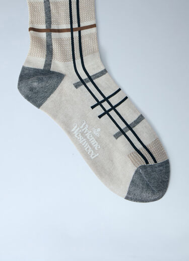 Vivienne Westwood Tartan High Socks Beige vvw0263084