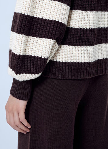 LN-CC® - Max Mara: Ribbed Stripe Knit Sweater - Brown Max Mara Ribbed Stripe Knit Sweater Brown max0266040