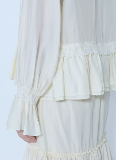 LN-CC® - GANNI: Viscose Silk Habotai Frill Blouse - Cream GANNI Viscose Silk Habotai Frill Blouse Cream gan0266001