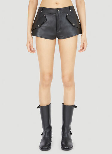 Durazzi Milano Leather Mini Shorts Black drz0252011