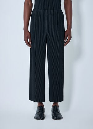 Homme Plissé Issey Miyake Pinstripe Wide-Leg Trousers Black hmp0164006