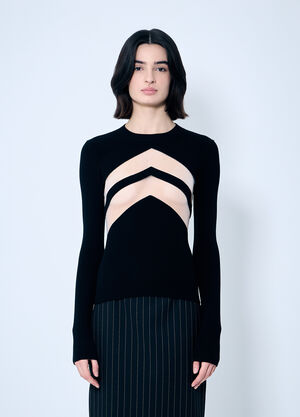 Jean Paul Gaultier Rib Sweater With Transparent Panels Ecru jpg0260002