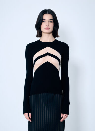 Jean Paul Gaultier Rib Sweater With Transparent Panels Black jpg0259013