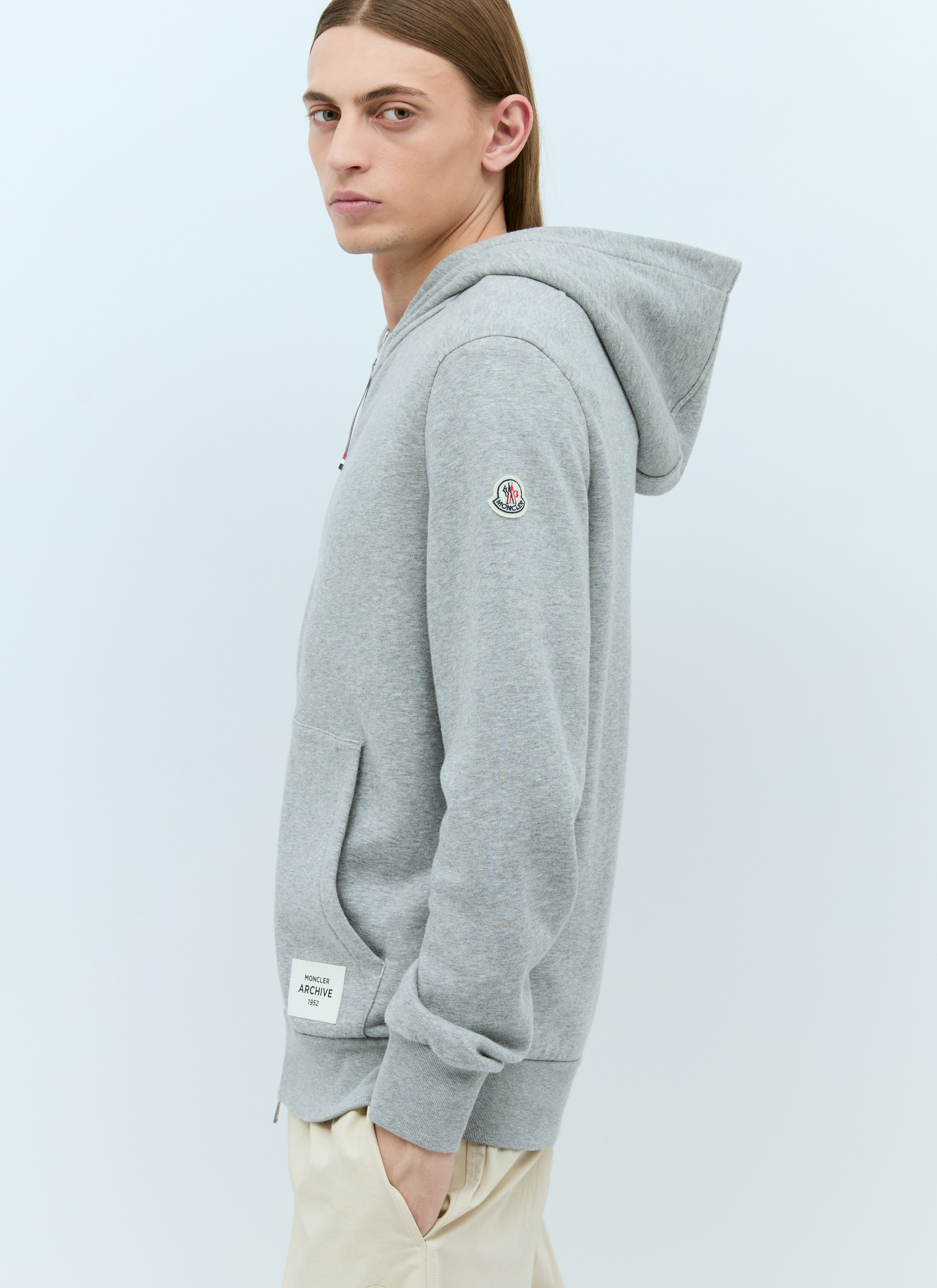 Moncler Men s Logo Patch Hooded Sweatshirt in Grey LN CC