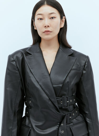 Rokh 트리플 벨트 인조 가죽 블레이저 블랙 rok0254008