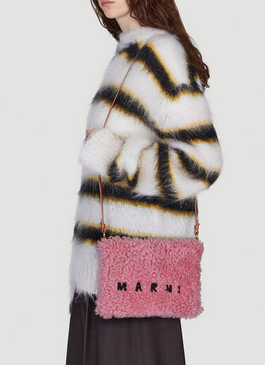 Marni Tumbled Shearling Shoulder Bag Pink mni0249041