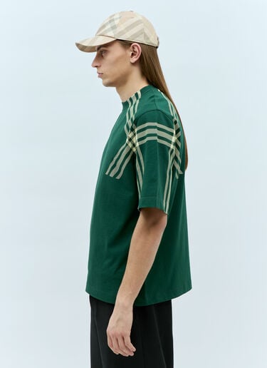 Burberry Check Sleeve Cotton T-Shirt Green bur0155039