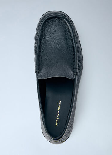LN-CC® - Dries Van Noten: Textured Leather Loafers - Black Dries Van Noten Textured Leather Loafers Black dvn0265031