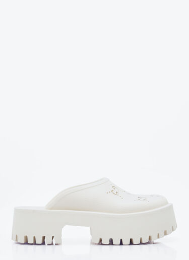 Gucci Perforated G Platform Mules White guc0253110