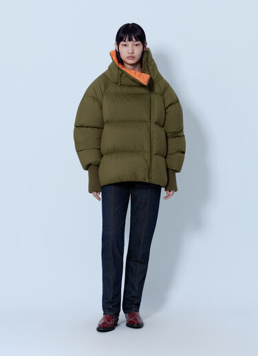 LN-CC® - GANNI: Future Nylon Quilt Puffer Jacket - Olive GANNI Future Nylon Quilt Puffer Jacket Olive gan0266013
