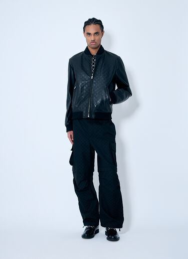 Gucci Embossed GG Leather Bomber Jacket Black guc0159053