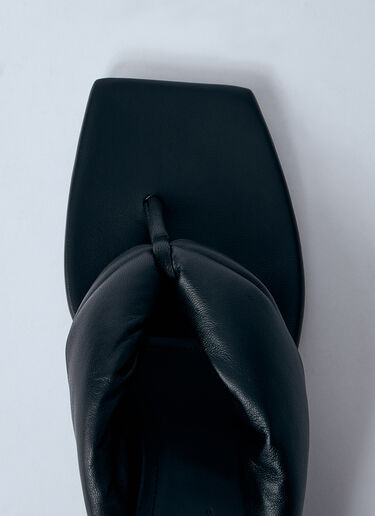 Rick Owens Leather Thong Wedge Sandals Black ric0259019