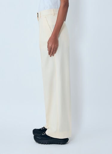 Moncler Cotton Gabardine Wide-Leg Tailored Pants Cream mon0263027