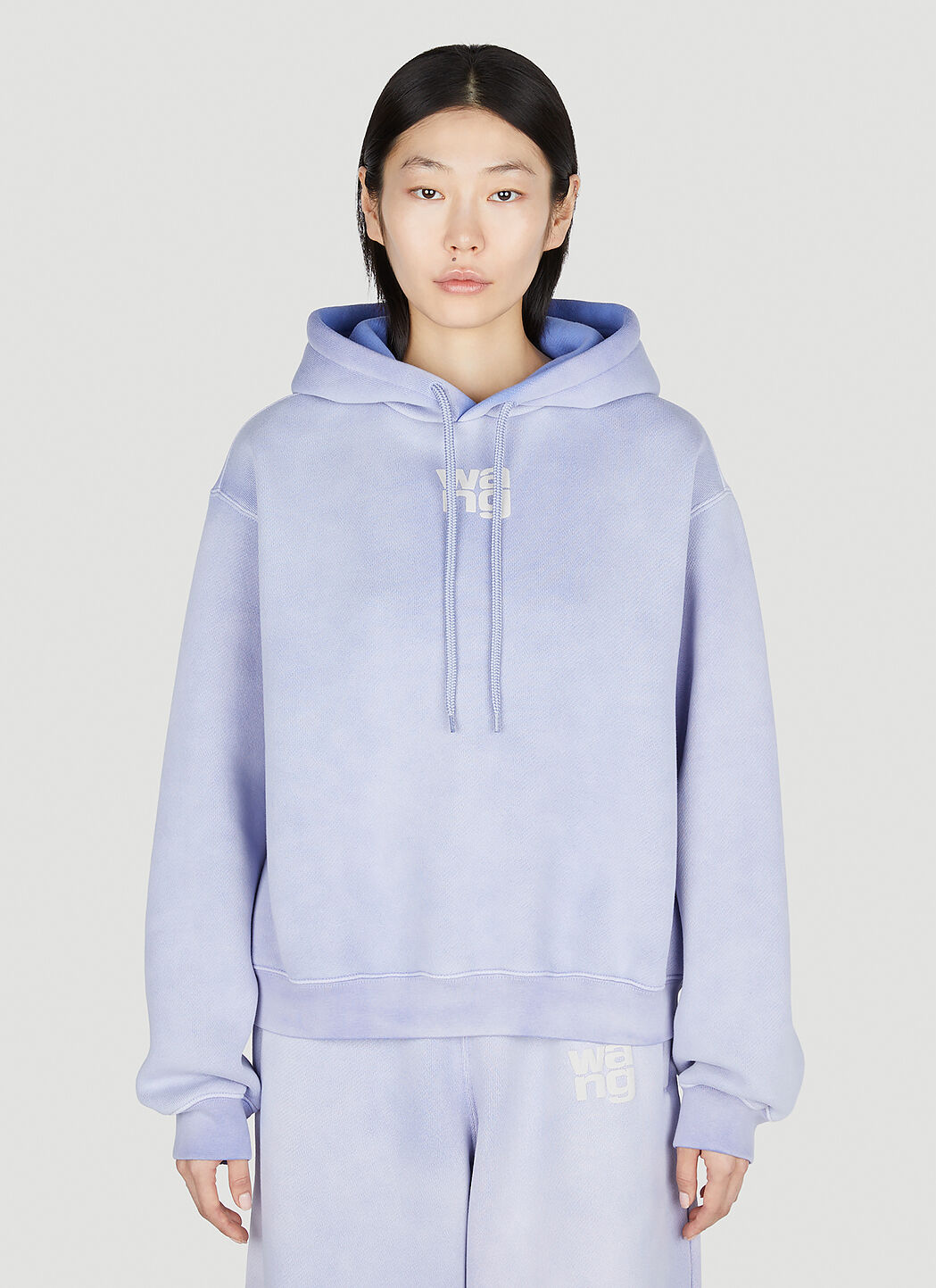 Alexander Wang Logo Print Hooded Sweatshirt in Purple LN CC