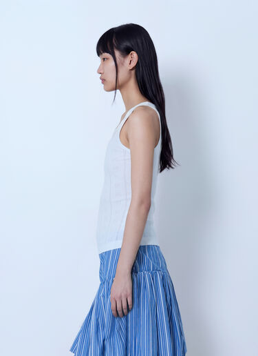 LN-CC® - GANNI: Compact Pointelle Rib Jersey Tank Top - White GANNI Compact Pointelle Rib Jersey Tank Top White gan0265007
