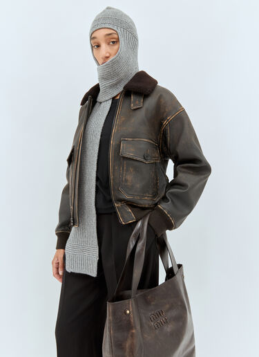 Miu Miu Wool And Cashmere Hood Grey miu0258078