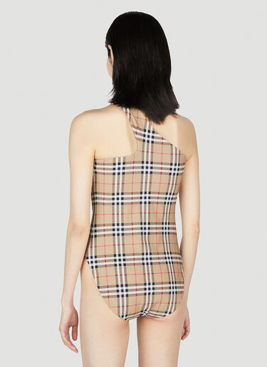 Burberry One Shoulder Swimsuit Brown bur0253015