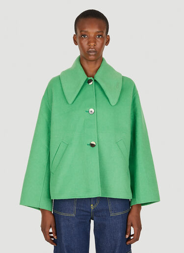 GANNI Oversized Collar Jacket Green gan0251084