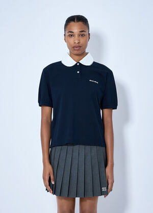 Miu Miu Piqué Polo Shirt Blue miu0266017