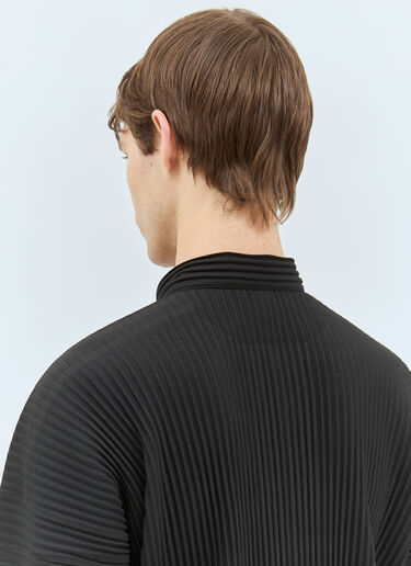 Homme Plissé Issey Miyake Pleated Band Collar Shirt Black hmp0158017