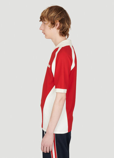 Balmain Retro Logo Print Polo Shirt Red bln0153011