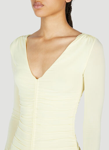 Isabel Marant Laly Ruched Semi-Sheer Dress Yellow ibm0253007