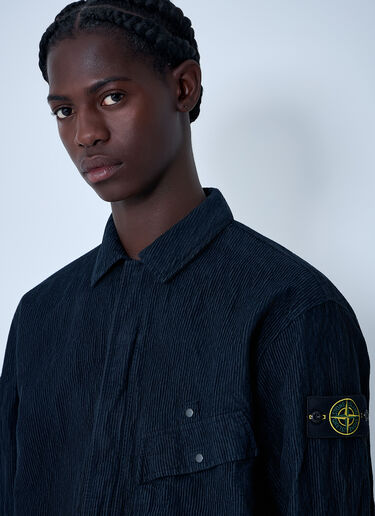 Stone Island Logo Motif Corduroy Shirt Navy sto0162021