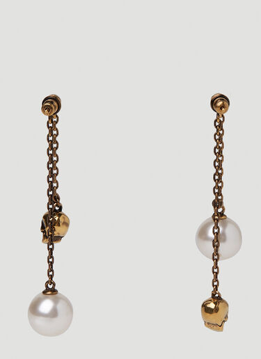 Alexander McQueen Pearly Skull Earrings Gold amq0249090