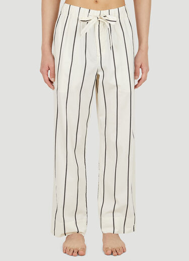 Tekla Striped Drawstring Pyjama Pants Beige tek0351024