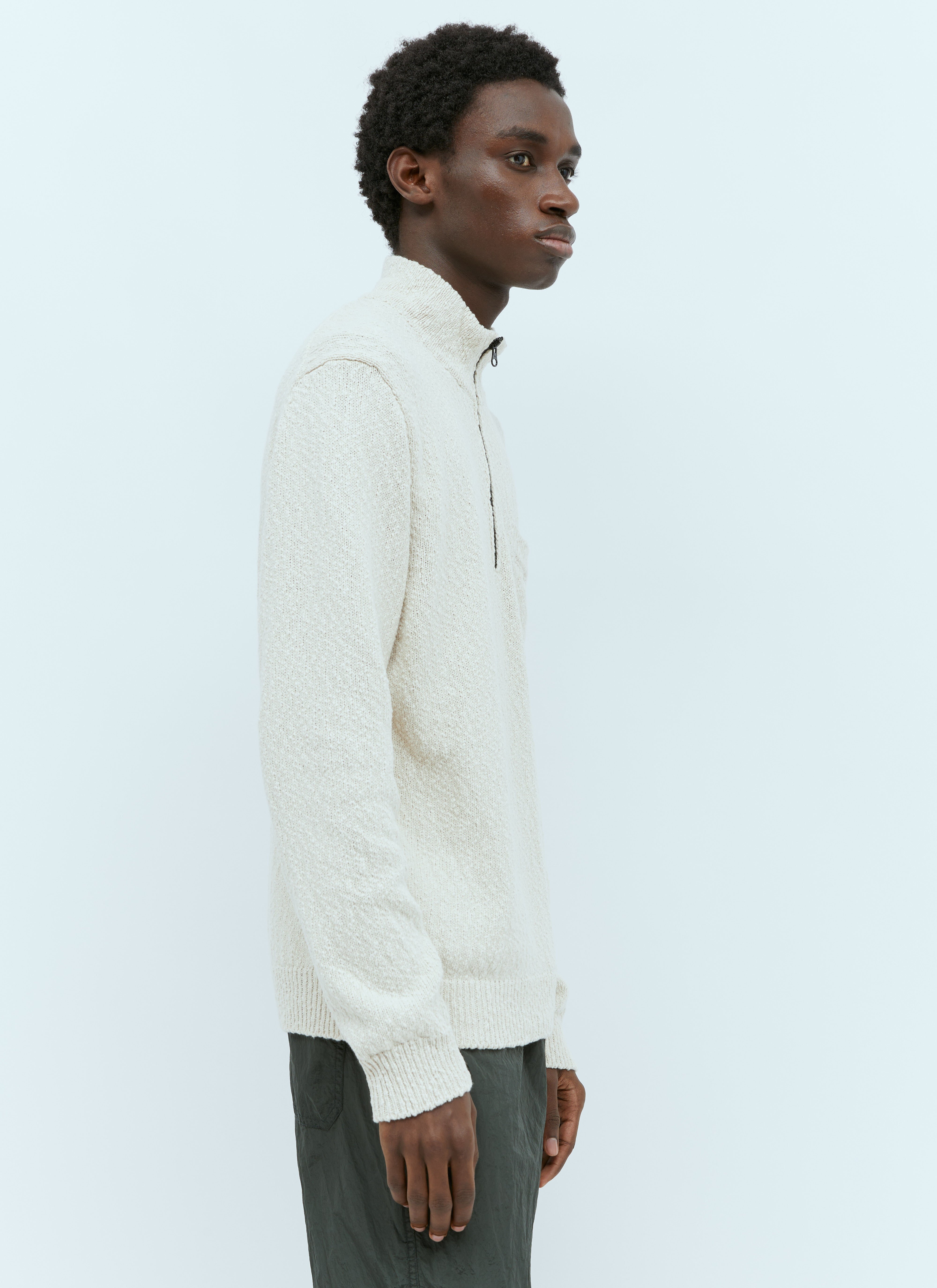 Stone Island Men s Half Zip Textured Knit Sweater in Beige LN CC