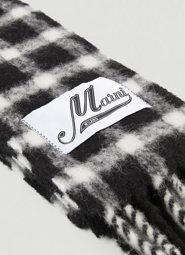 ロゴパッチチェックマフラー Marni ロゴパッチチェックマフラー ブラック mni0154008