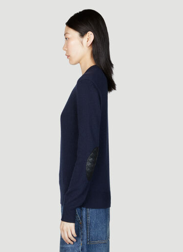 Bottega Veneta Leather Elbows Cashmere Sweater Navy bov0255011