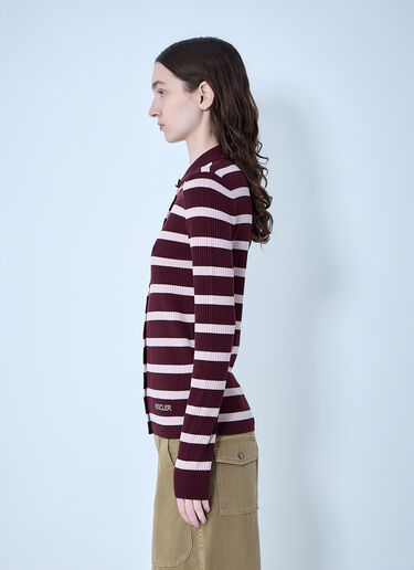 Moncler Ribbed Knit Striped Cardigan Pink mon0264032