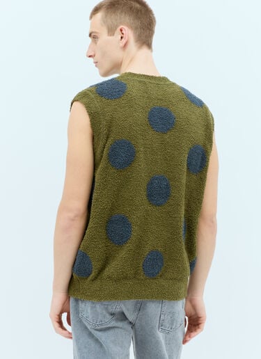 Brain Dead Teddy Fur Dot Knit Sweater Vest Green bra0154009