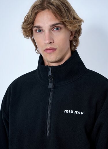 LN-CC® - Miu Miu: Half-Zip Fleece Sweatshirt - Black Miu Miu Half-Zip Fleece Sweatshirt Black miu0366005