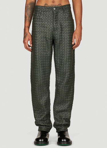 Bottega Veneta Intrecciato Leather Pants Green bov0153003