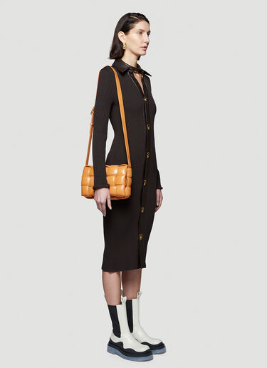 Bottega Veneta Leather-Trimmed Knit Dress Brown bov0241004